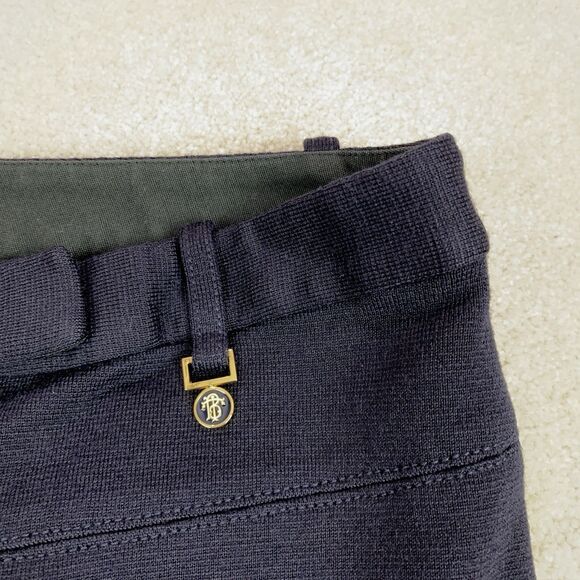 Tory Burch Beverly Navy Blue Wool Blend Knit Pleated Textured Pants 2 - Picture 3 of 14